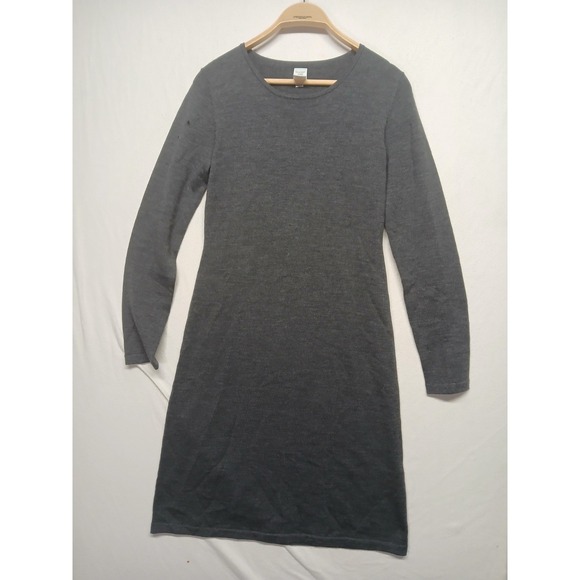 Garnet Hill Small Wool Sweater Dress Womens Gray Knit Long Sleeve Crew - Picture 10 of 10